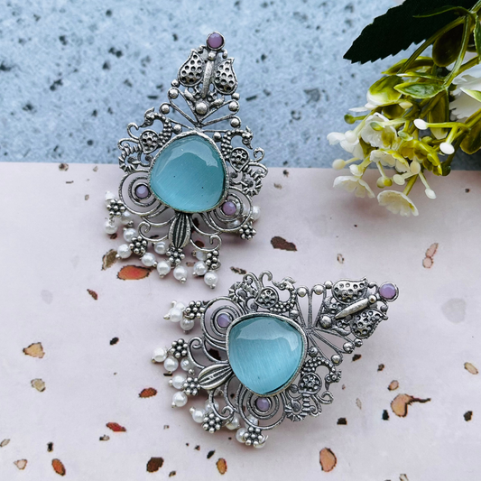 Butterfly Design Monalisa Stone Stud Earrings