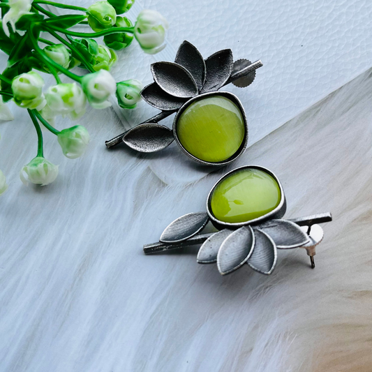 Silver Leaf Stud Earrings