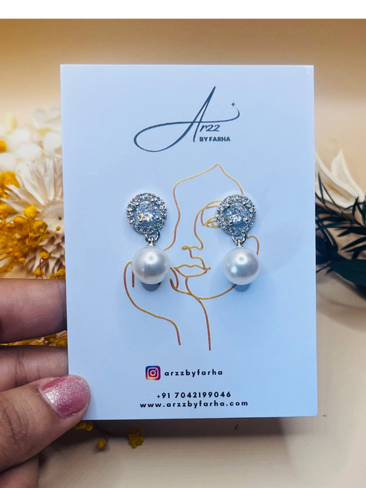 Silver Plated AD Pearl Earrings