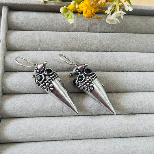 Silver Oxidised Hook Earrings