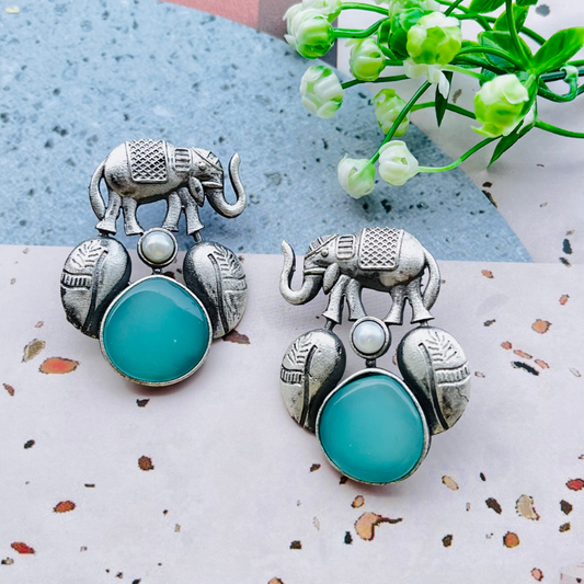Elephant Turquoise Blue Studs