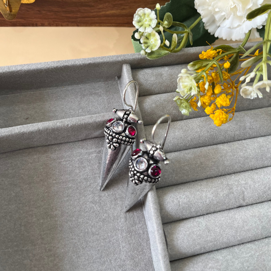 Silver Oxidised Hook Earrings
