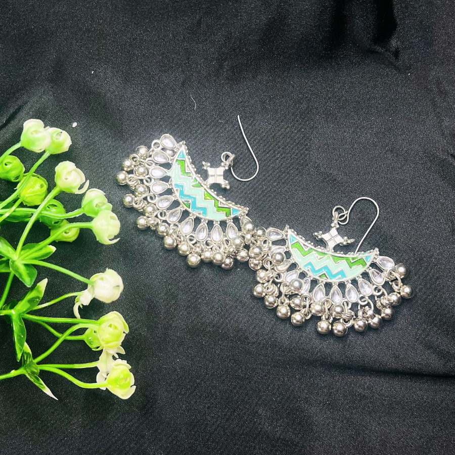 Silver-Toned Classic Chandbalis Earrings
