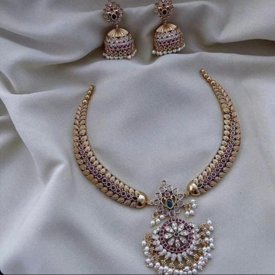 Gold Jadau Choker Set