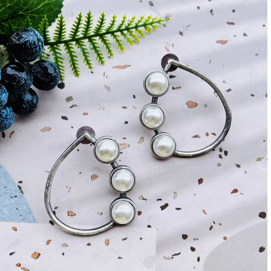 Contemporary Pearl Stud Earrings