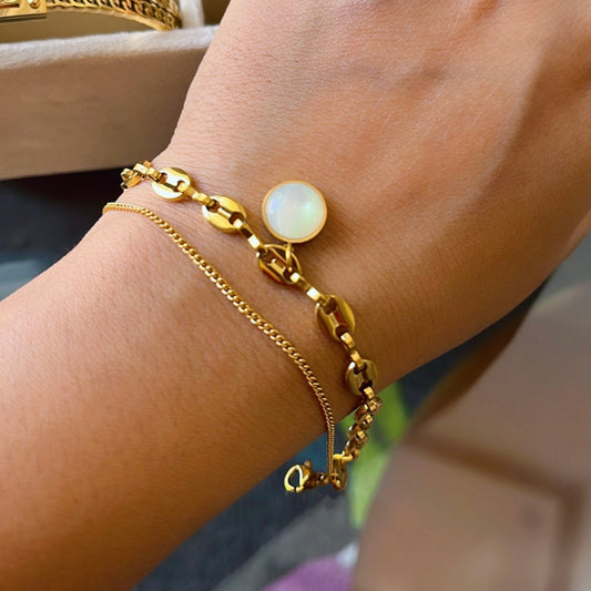White Stone Gold Chain Bracelet