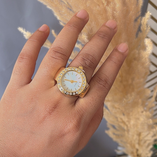 White Dial Watch Ring