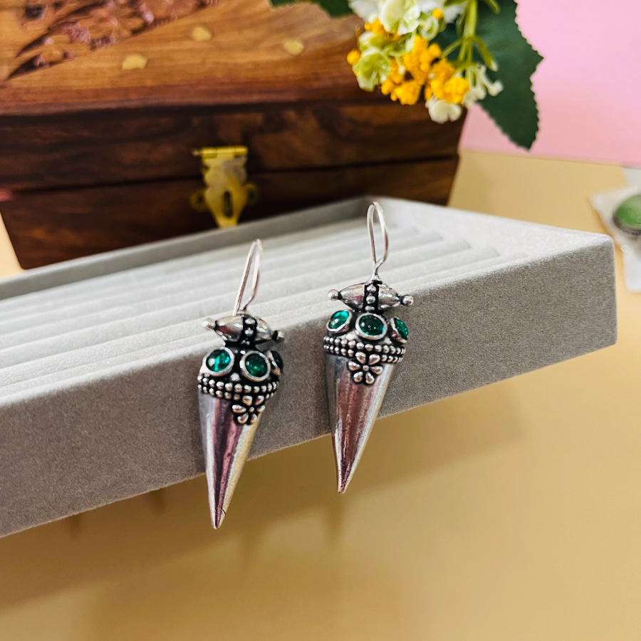 Silver Oxidised Hook Earrings