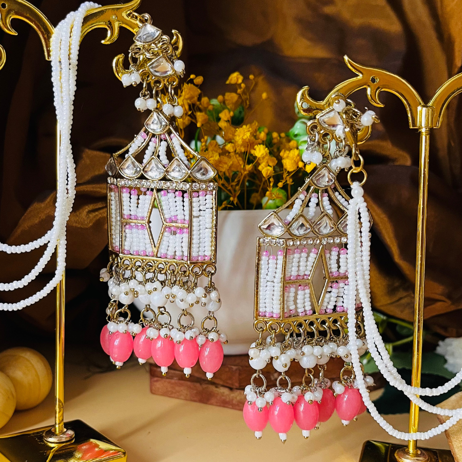Pink Kundan Doli Earrings