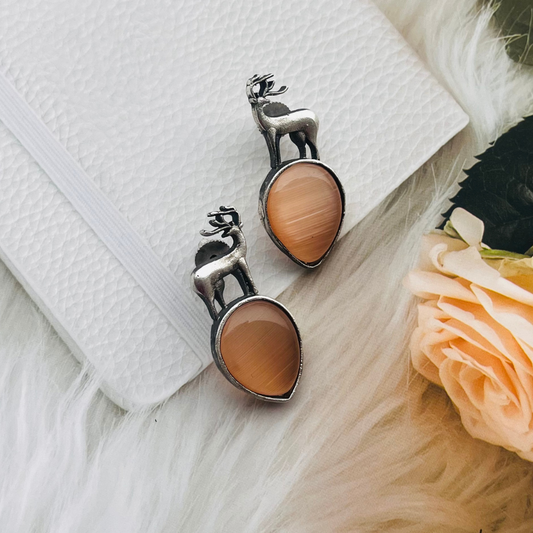 Silver Deer Studs Earrings
