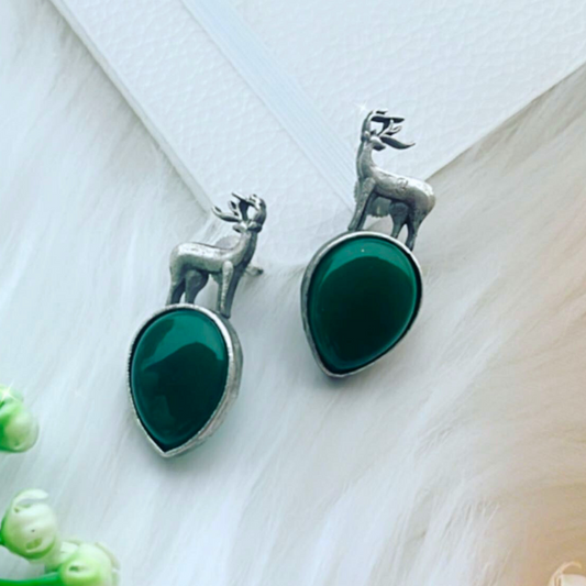 Silver Deer Studs Earrings