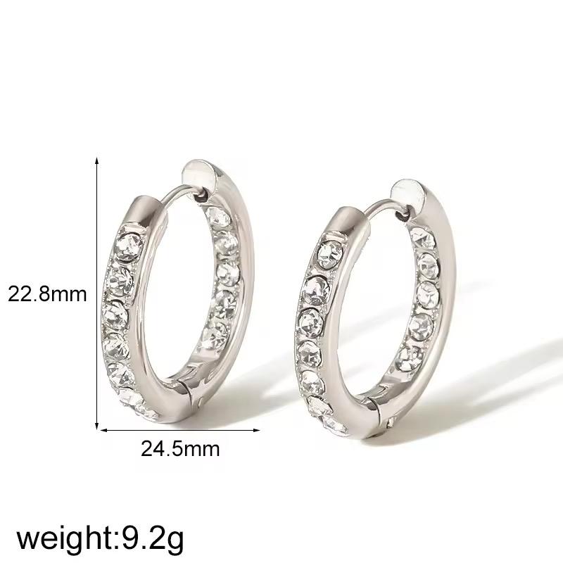 Silver AD Studded Hoop Earrings