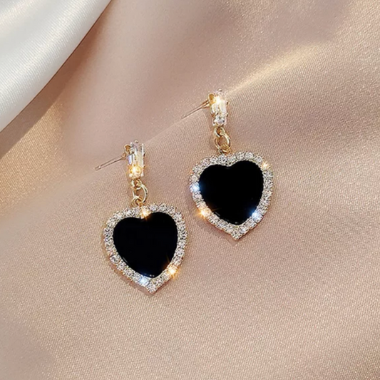 Heart Shape Stone Drop Earrings