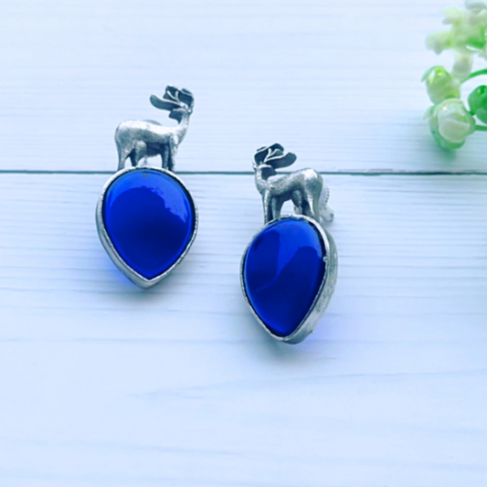 Silver Deer Studs Earrings