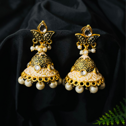 Black Gold Plated Small Jhumki Earrings