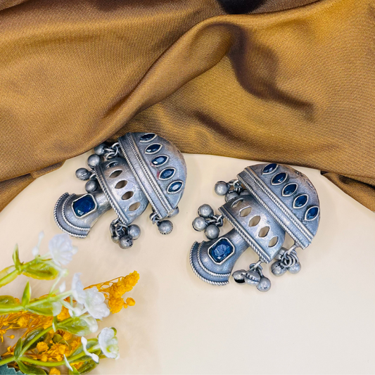 Vintage Oxidised Silver Ghungroo Drop Earrings