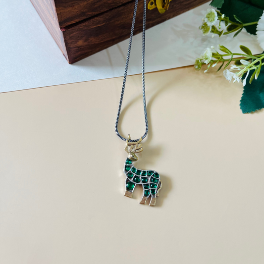 Dual Tone Deer Pendant Necklace