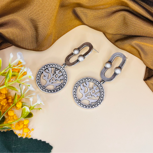Oxidized Silver Drop Earrings