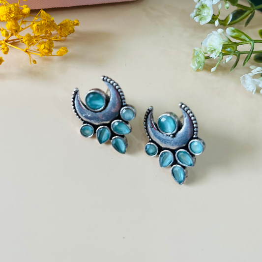 Blue Crescent Hook Earring