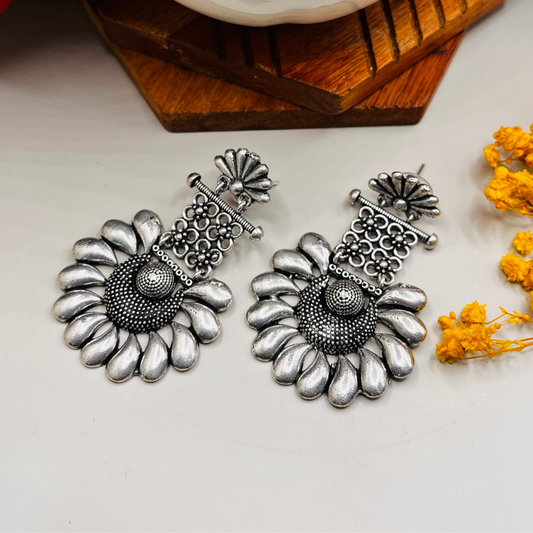 Flower Oxidised Dangler Earring