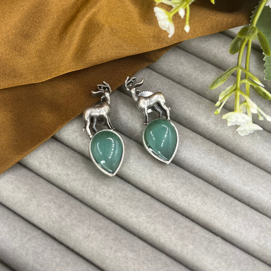Silver Deer Studs Earrings