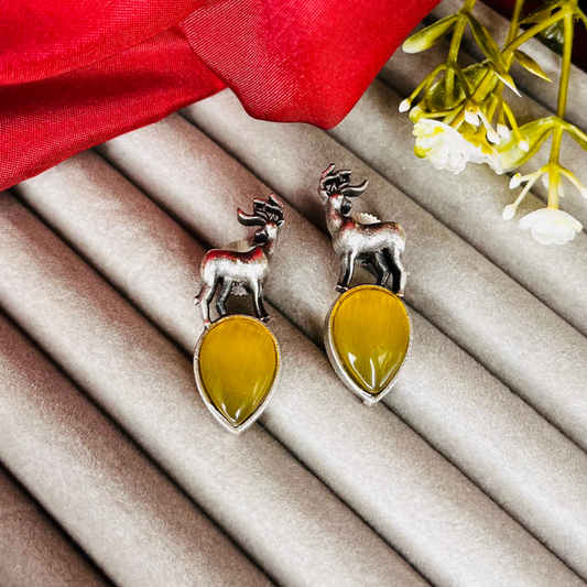 Silver Deer Studs Earrings