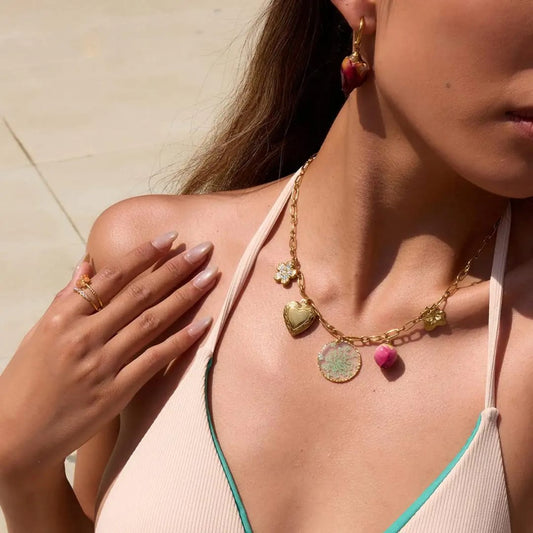 18k Gold Charms Chain Necklace