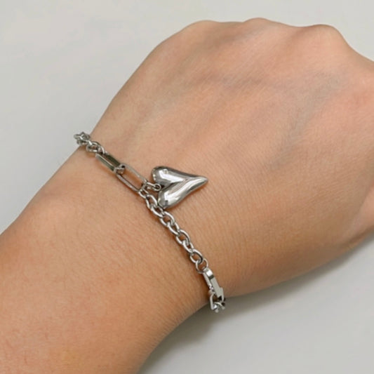 Silver Heart Chain Bracelet