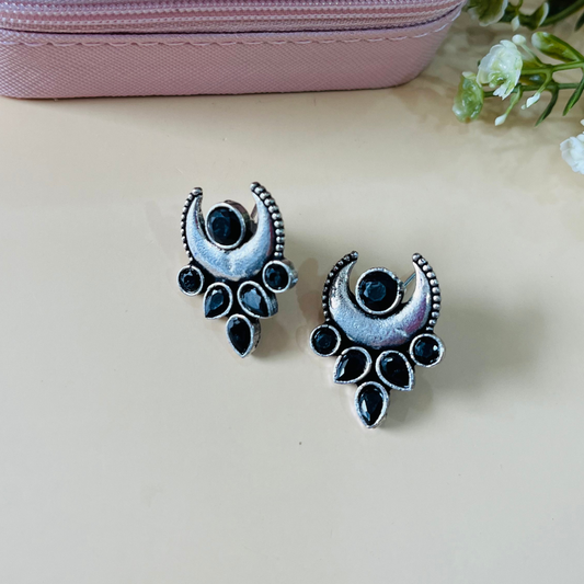 Black Crescent Hook Earring