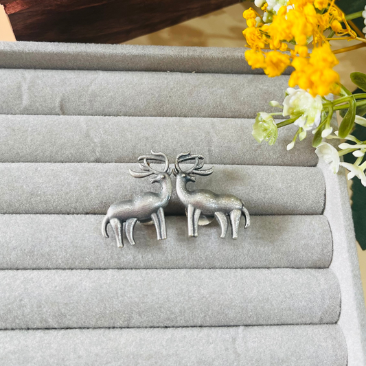 Silver Oxidised Deer Studs