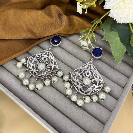 Trendy Pearl Silver Earrings
