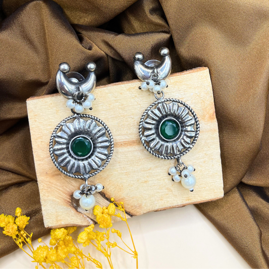Light Weight Silver Chandbali Earrings