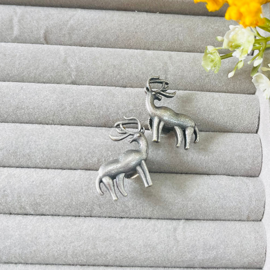 Silver Oxidised Deer Studs
