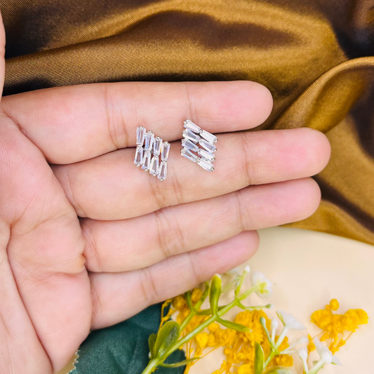 Glass Stone Stud Earrings