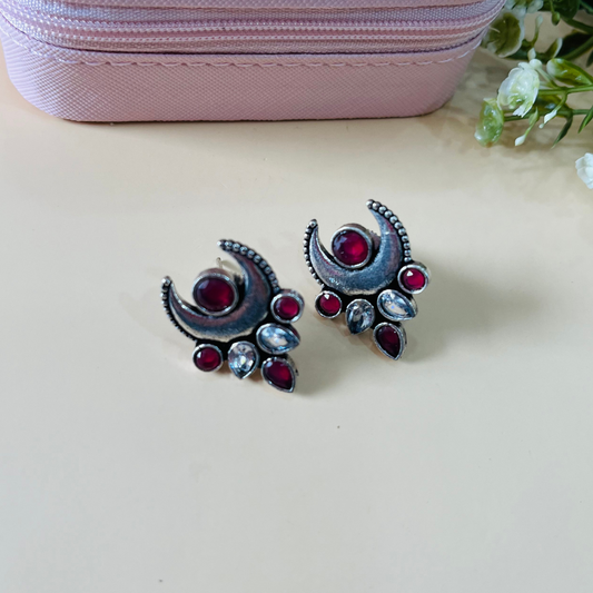 Red Crescent Hook Earring
