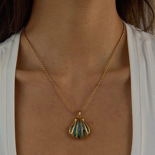 Blue Stone Shell Necklace