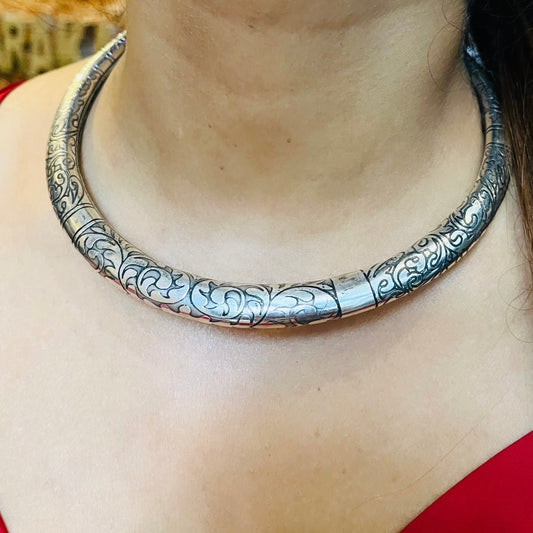 Classic Oxidised Hasli & Anklet Combo