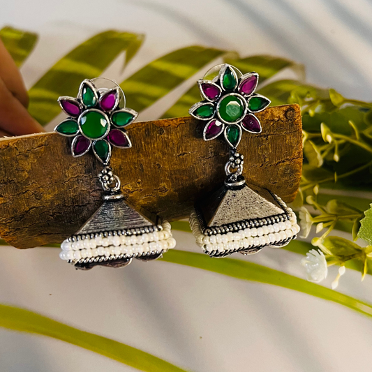 Multicolor Stone Small Jhumki Earrings