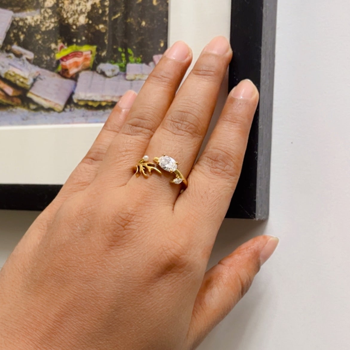 Branch Pearl Diamond Ring