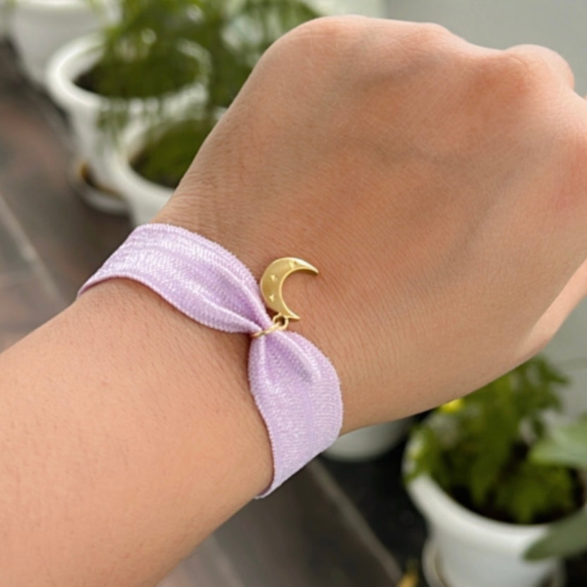 Moon Charm Lavender Band Bracelet
