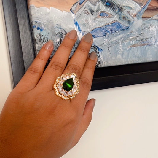 Green Stone AD Ring