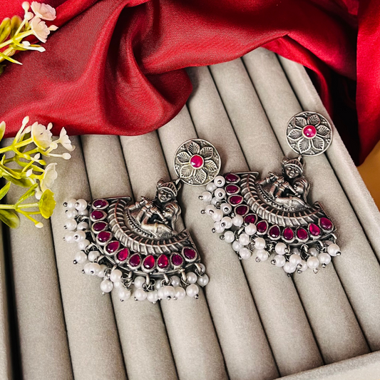 Trendy Pearl Silver Earrings