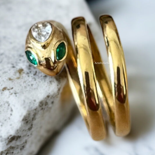 18K Gold Snake Coil Ring