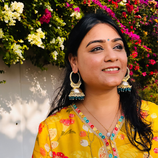 Peacock Green Kundan Pearl Hoop Earrings