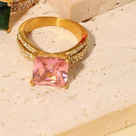 Pink Stone AD Ring
