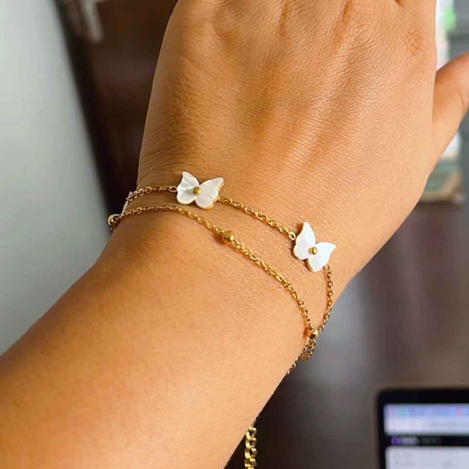 White Butterfly Chain Bracelet