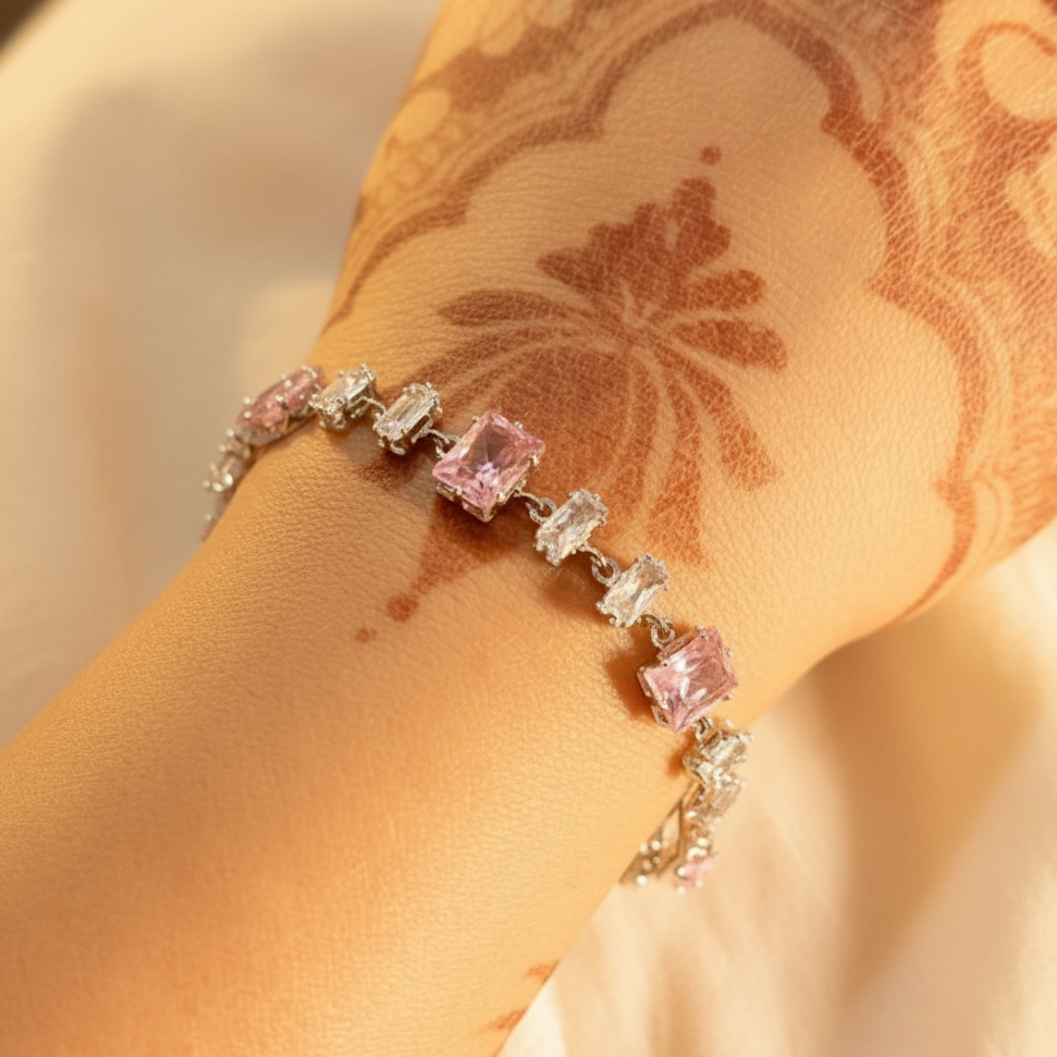 Rectangle Shaped Stone Chain Bracelet