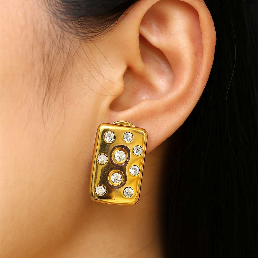 AD Studded Gold Studs Earrings