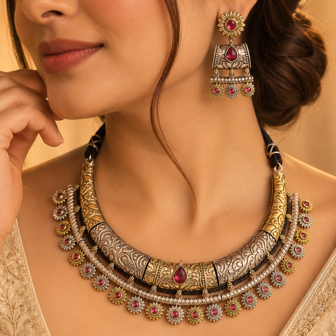 Fusion Dual Tone Necklace Set