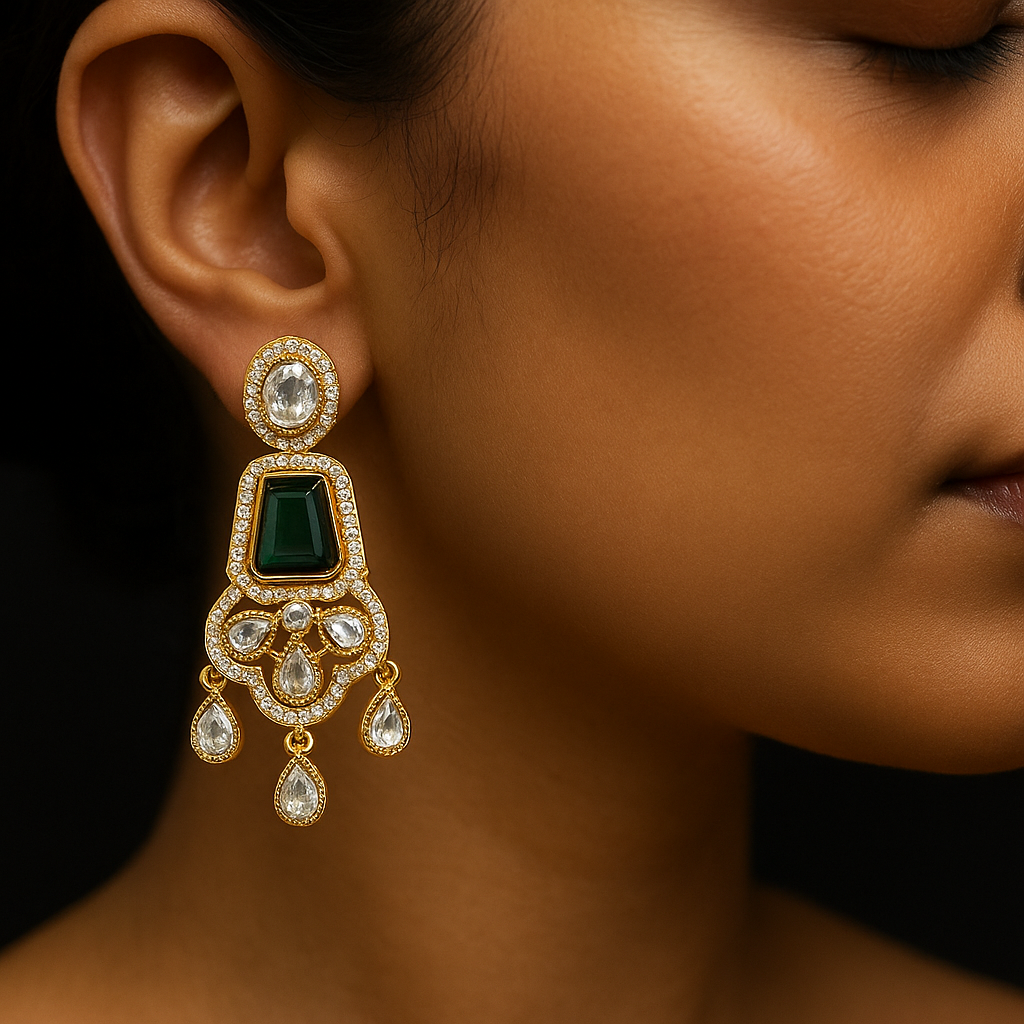 Green Stone Zircon Earring